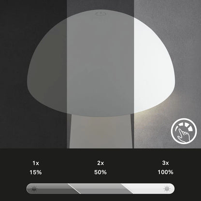 Rechargeable LED Table Lamp Mini Mushroom Desk Light Touch Dimmable 19.5cm White