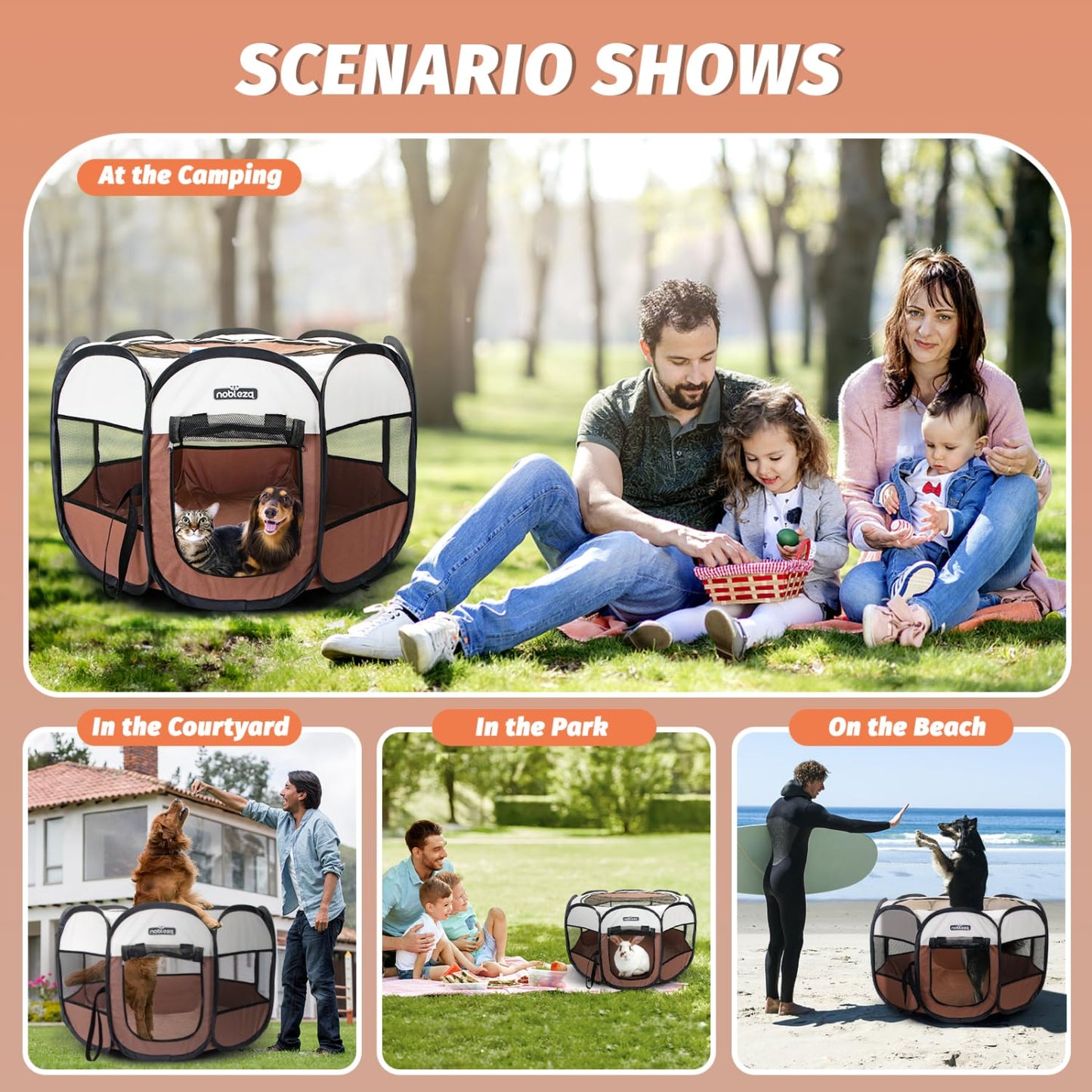 Pop up Pet Playpen Outdoor Indoor Pet Fence Breathable Pet Carrier Kennel