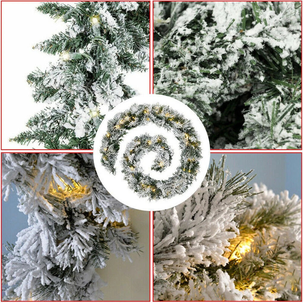 Christmas Garland 9ft Deluxe Super Thick Pre-lit with led light