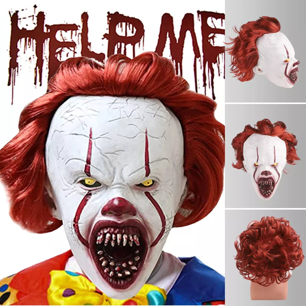 Halloween LED Latex IT Clown Mask Full Head Pennywise Scary Fancy Cosplay Horror Royalcart