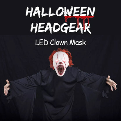 Halloween LED Latex IT Clown Mask Full Head Pennywise Scary Fancy Cosplay Horror Royalcart