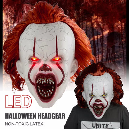 Halloween LED Latex IT Clown Mask Full Head Pennywise Scary Fancy Cosplay Horror Royalcart