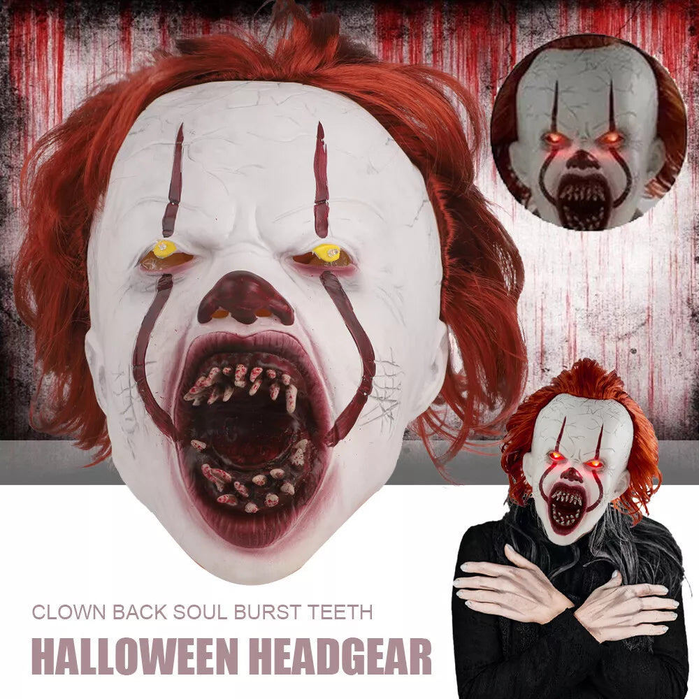 Halloween LED Latex IT Clown Mask Full Head Pennywise Scary Fancy Cosplay Horror Royalcart