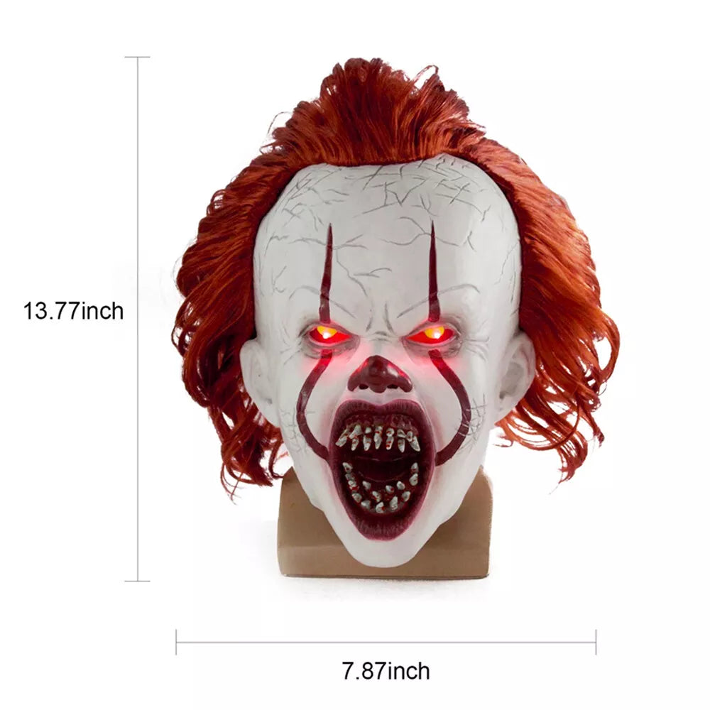 Halloween LED Latex IT Clown Mask Full Head Pennywise Scary Fancy Cosplay Horror Royalcart