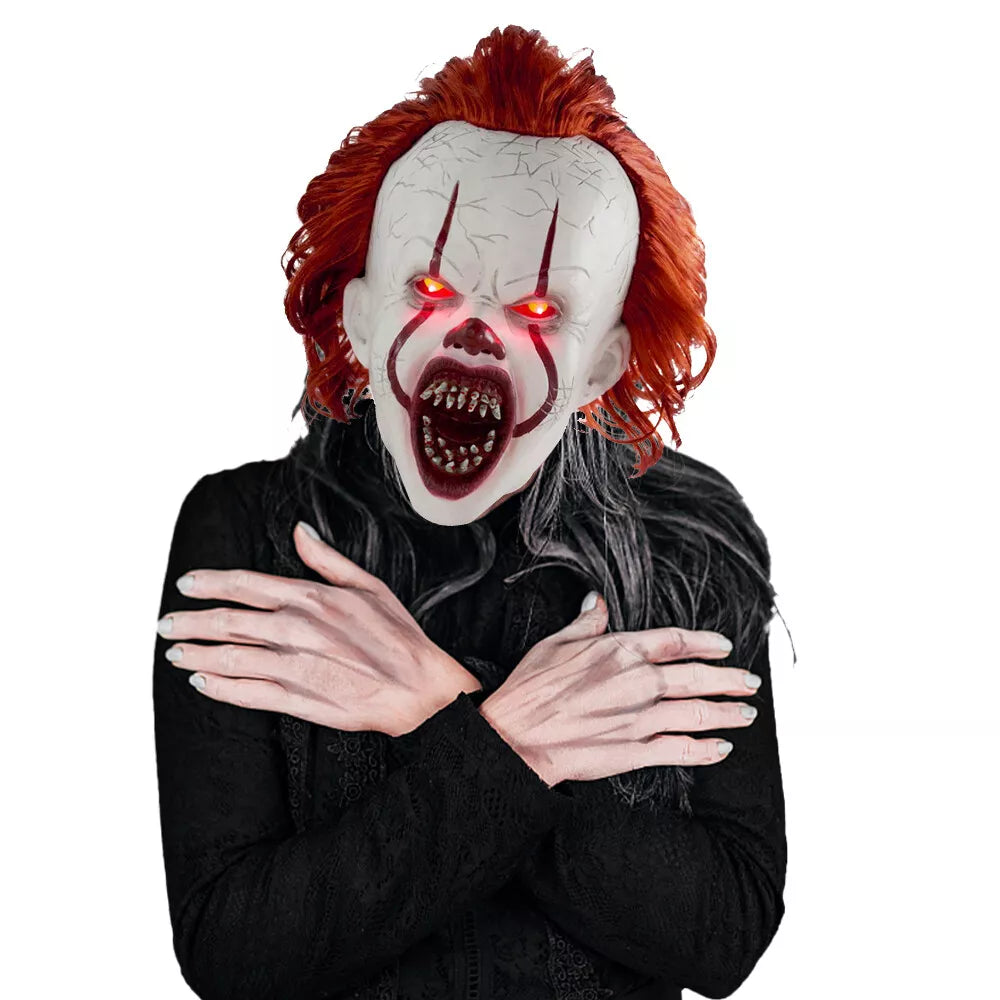 Halloween LED Latex IT Clown Mask Full Head Pennywise Scary Fancy Cosplay Horror Royalcart