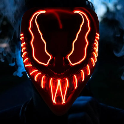 Venom Inspired Halloween Mask LED Scary Light Up Cosplay Fancy Costume Neon Royalcart