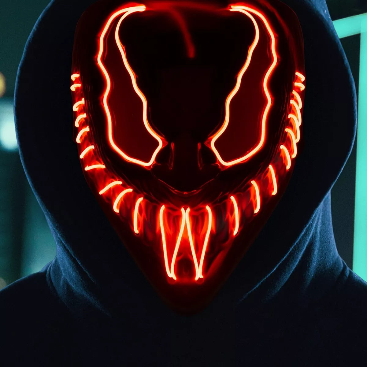 Venom Inspired Halloween Mask LED Scary Light Up Cosplay Fancy Costume Neon Royalcart