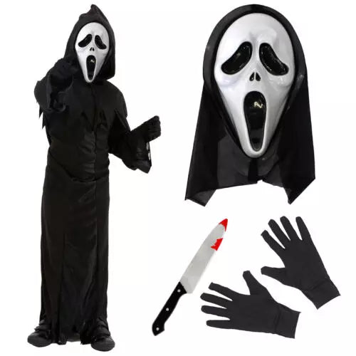 Adult Kids Scream Ghost Face Cosplay Halloween Costume Fancy Dress Mask Knife A Royalcart