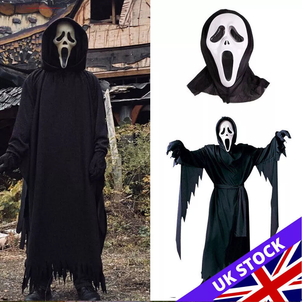 Adult Kids Scream Ghost Face Cosplay Halloween Costume Fancy Dress Mask Knife A Royalcart