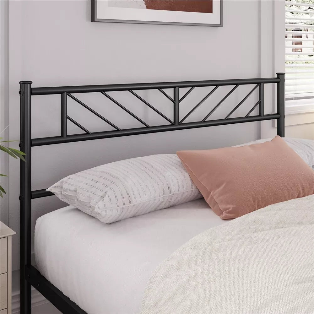 Single/Double/King Metal Bed Frame Bed Platform with Arrow Design Headboard Home Royalcart