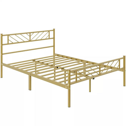 Single/Double/King Metal Bed Frame Bed Platform with Arrow Design Headboard Home Royalcart