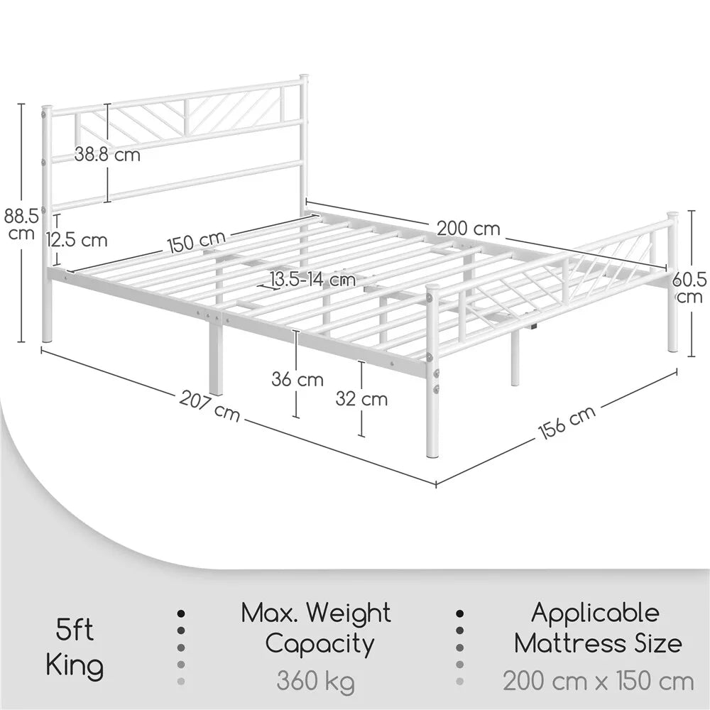 Single/Double/King Metal Bed Frame Bed Platform with Arrow Design Headboard Home Royalcart