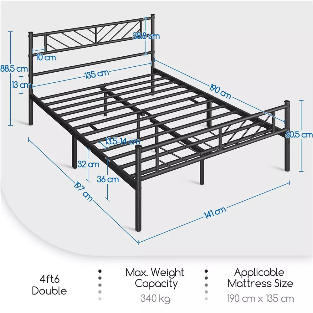 Single/Double/King Metal Bed Frame Bed Platform with Arrow Design Headboard Home Royalcart