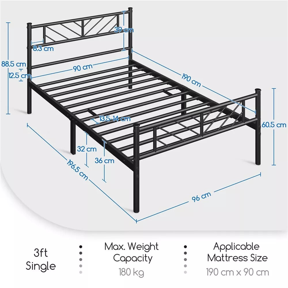 Single/Double/King Metal Bed Frame Bed Platform with Arrow Design Headboard Home Royalcart