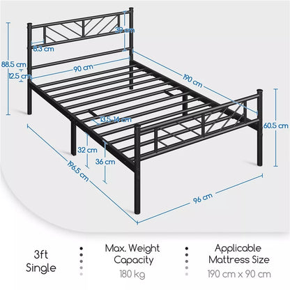 Single/Double/King Metal Bed Frame Bed Platform with Arrow Design Headboard Home Royalcart