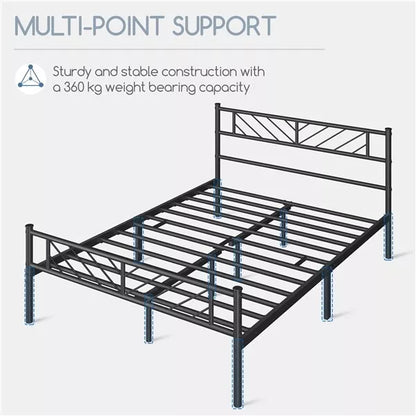 Single/Double/King Metal Bed Frame Bed Platform with Arrow Design Headboard Home Royalcart