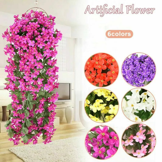 2pcs Hanging Flowers Artificial Violet Flower Wall Wisteria Basket Garland Home Decor Royalcart