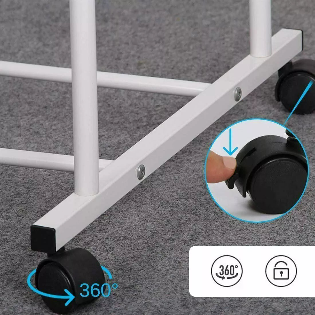 Industrial Pipe Garment Rack Coat Stand Rolling Clothes Rails Cart Condo Attic Royalcart