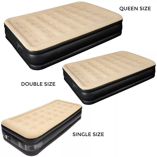 Inflatable High Raised Double Air Bed Mattress Builtin Electric Pump 3 Size Beds Royalcart