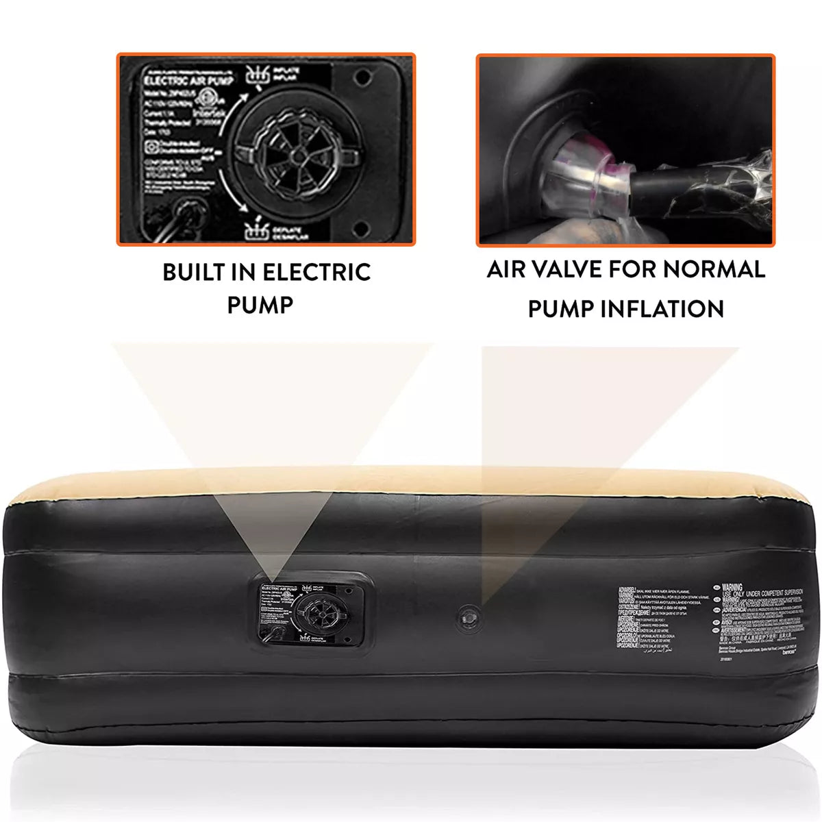 Inflatable High Raised Double Air Bed Mattress Builtin Electric Pump 3 Size Beds Royalcart