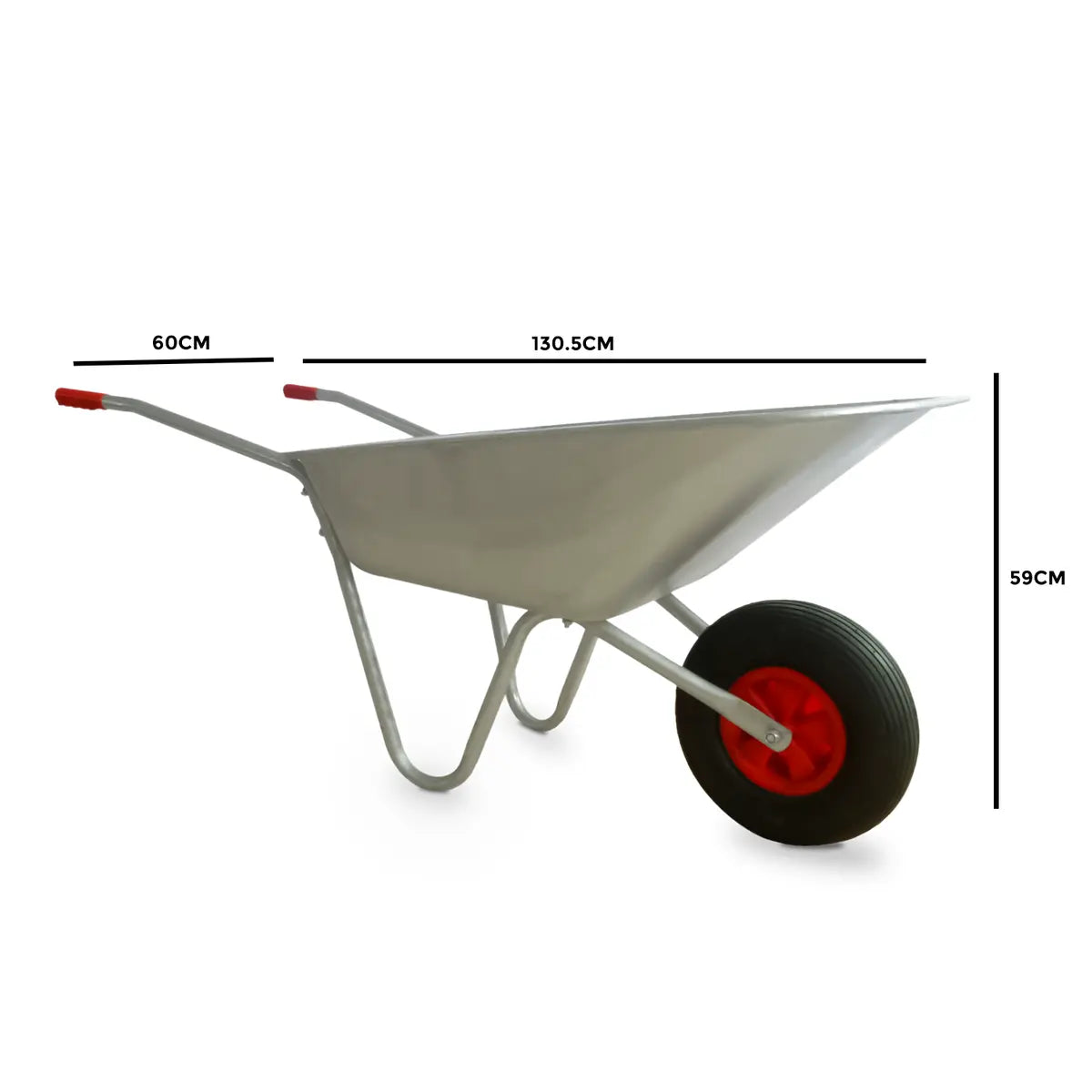 65L Wheelbarrow Heavy Duty Galvanised Home Garden Metal Cart with Pneumatic Tyre Royalcart
