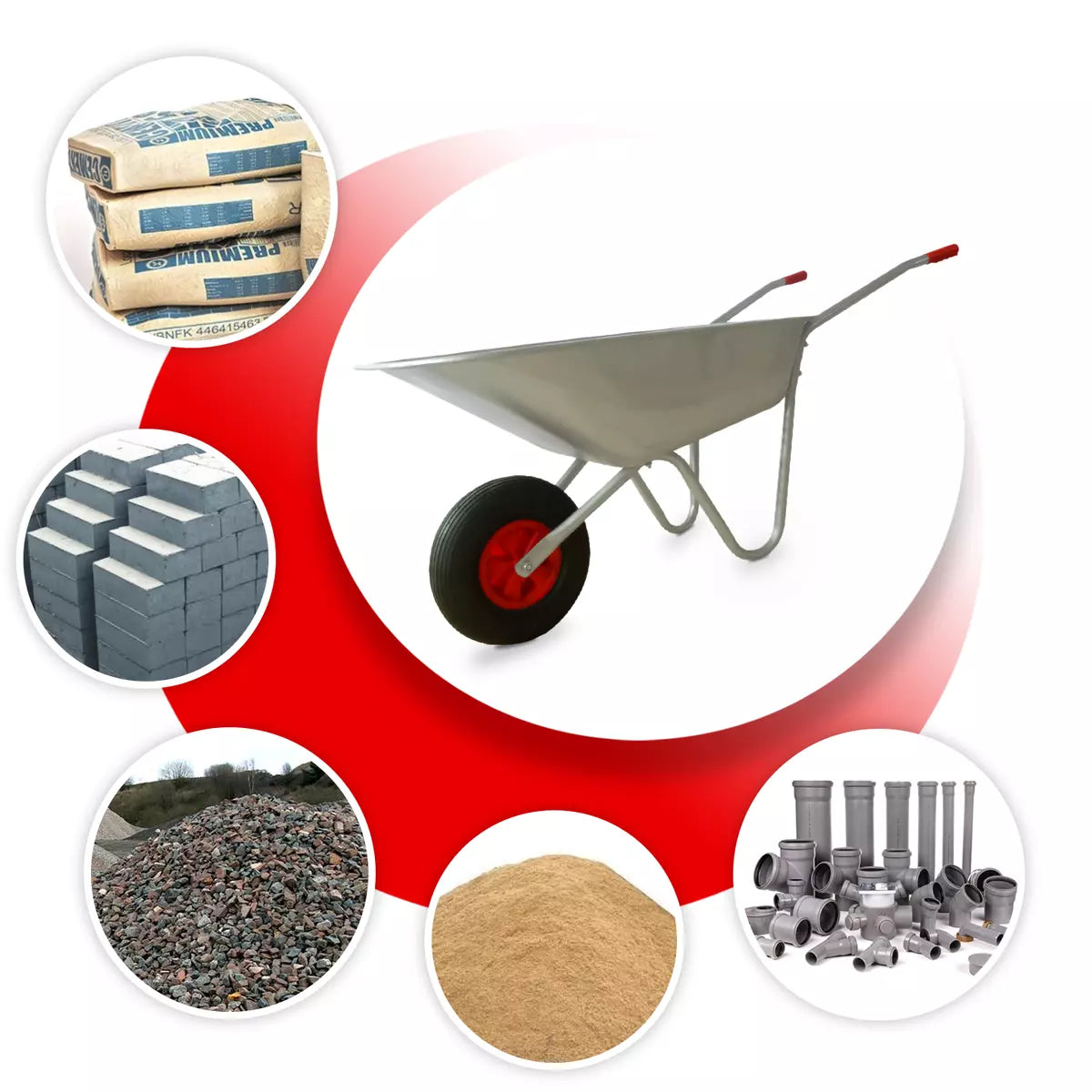 65L Wheelbarrow Heavy Duty Galvanised Home Garden Metal Cart with Pneumatic Tyre Royalcart
