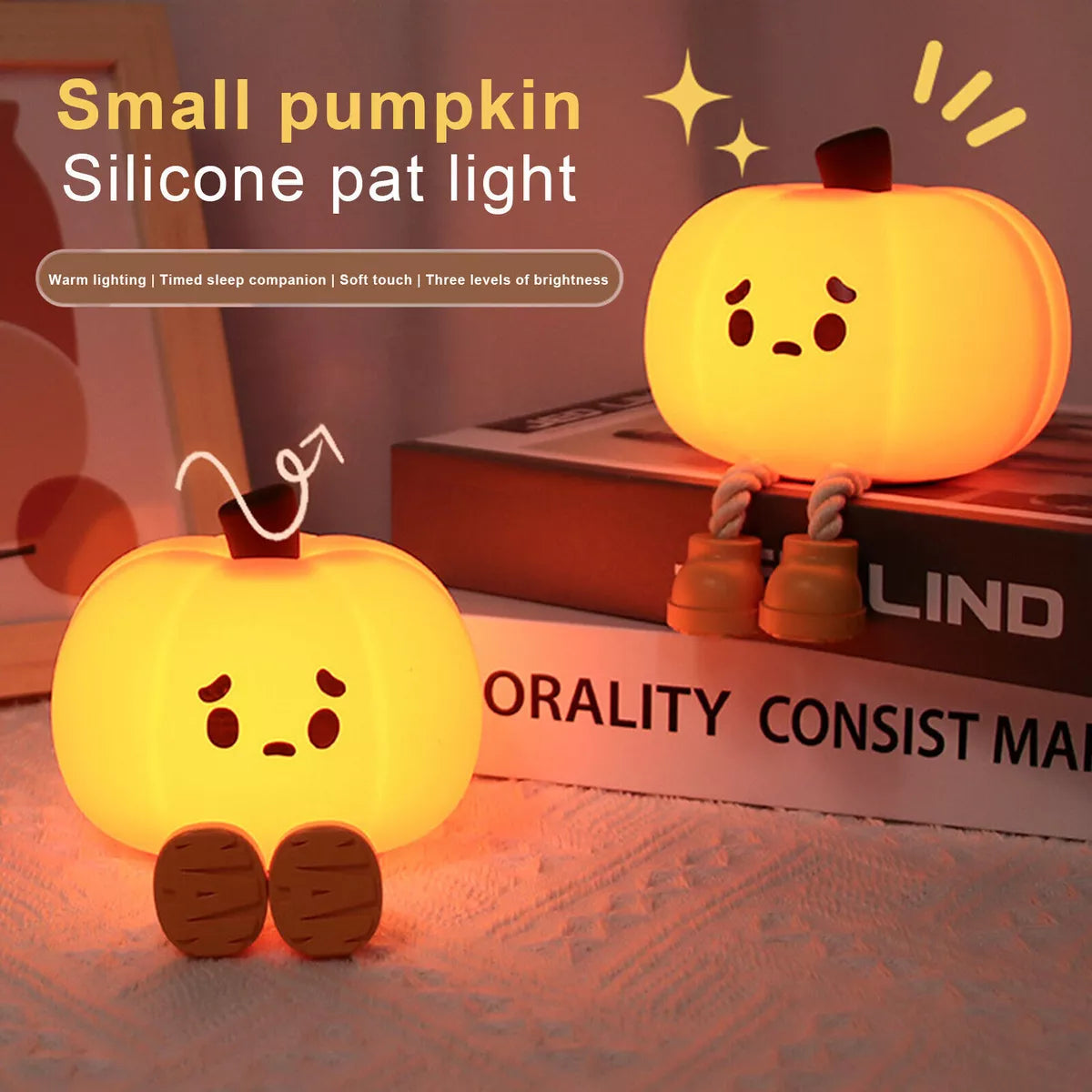 Pumpkin Night Light Cute Silicone Lamp Halloween Portable with Timer Touch Royalcart