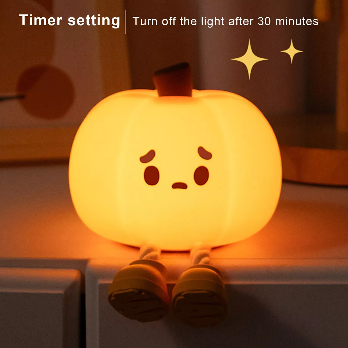 Pumpkin Night Light Cute Silicone Lamp Halloween Portable with Timer Touch Royalcart