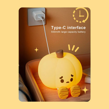 Pumpkin Night Light Cute Silicone Lamp Halloween Portable with Timer Touch Royalcart