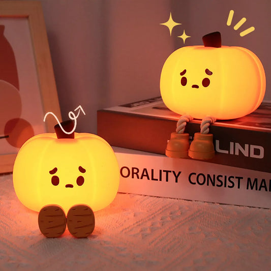 Pumpkin Night Light Cute Silicone Lamp Halloween Portable with Timer Touch Royalcart