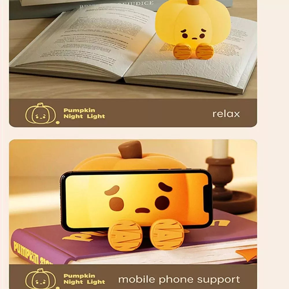 Pumpkin Night Light Cute Silicone Lamp Halloween Portable with Timer Touch Royalcart