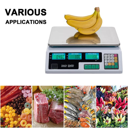 40kg/5 Electronic Price Scale Digital Commercial Food Meat Weighting Shop Retail Royalcart