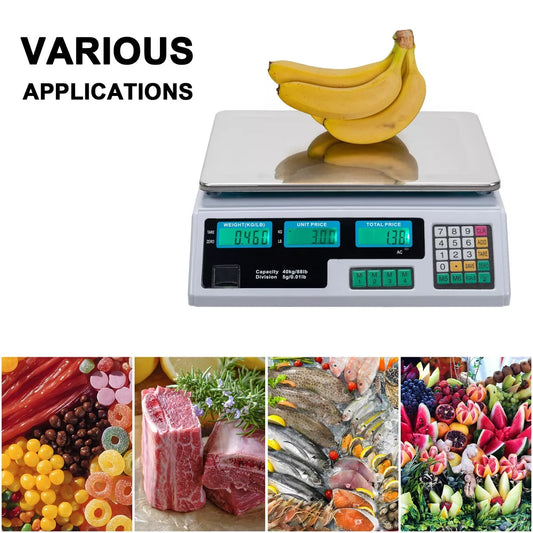 40kg/5 Electronic Price Scale Digital Commercial Food Meat Weighting Shop Retail Royalcart
