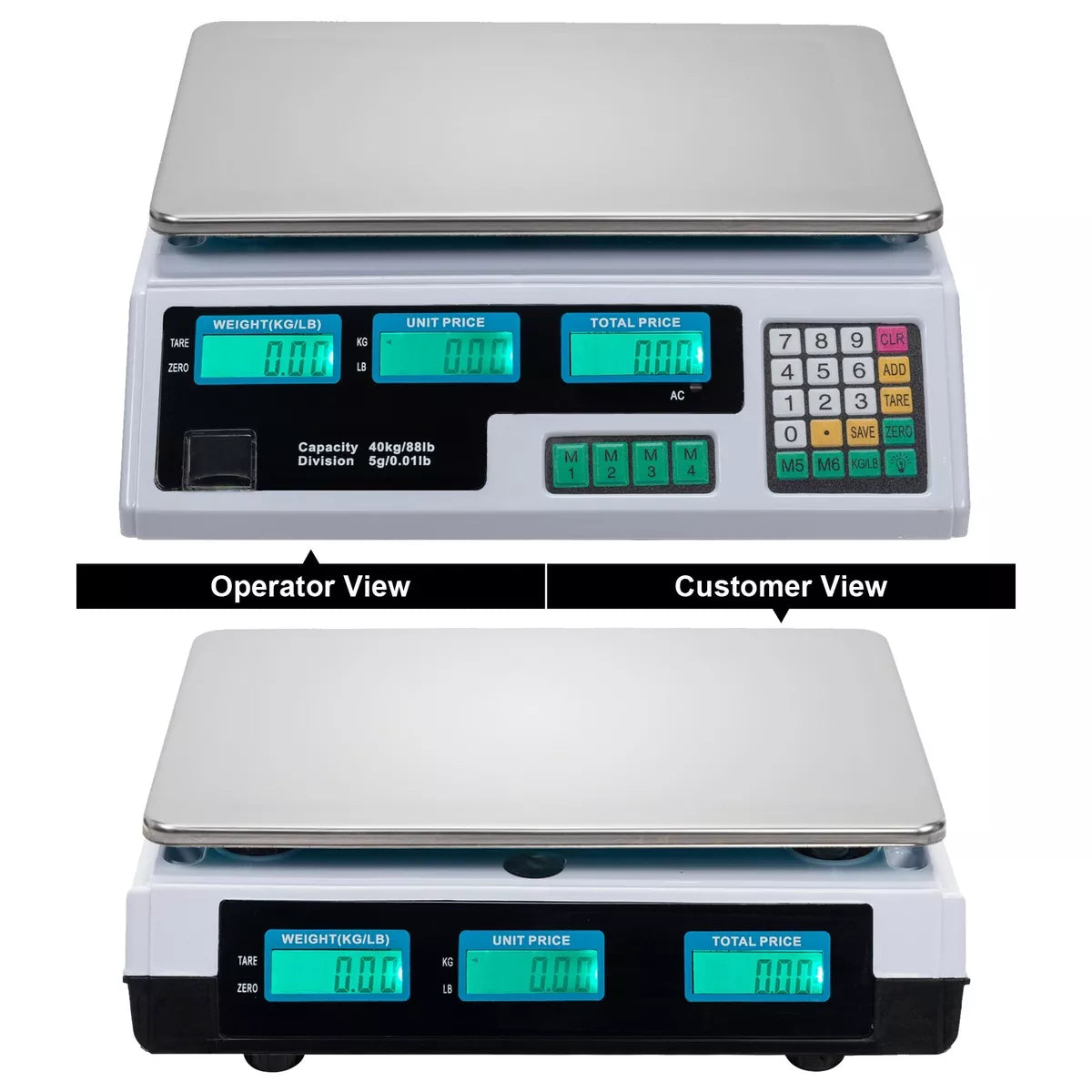 40kg/5 Electronic Price Scale Digital Commercial Food Meat Weighting Shop Retail Royalcart