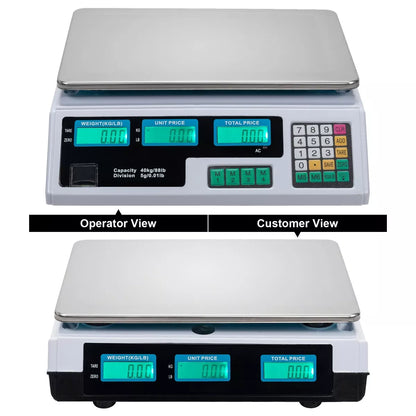 40kg/5 Electronic Price Scale Digital Commercial Food Meat Weighting Shop Retail Royalcart