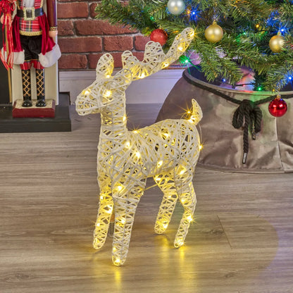 LED Light Up Standing Reindeer 60cm Rattan Wire Frame Christmas Home Decoration Royalcart