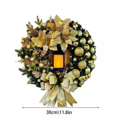Christmas Wreath Decor Artificial Bowknot Garland for Home Front Door Xmas Royalcart