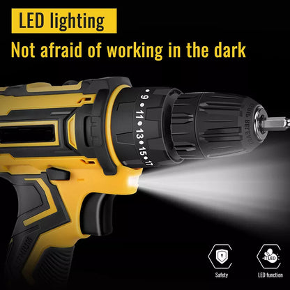 2 Battery 21V Cordless Drill Combi Driver High Power Electric Screwdriver Set UK Royalcart