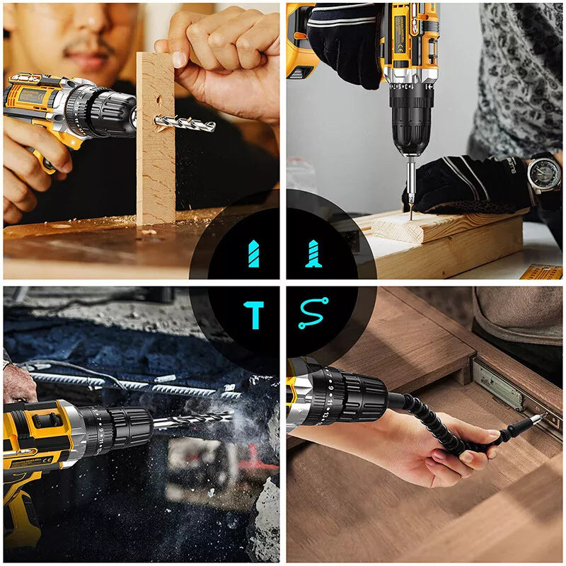 2 Battery 21V Cordless Drill Combi Driver High Power Electric Screwdriver Set UK Royalcart