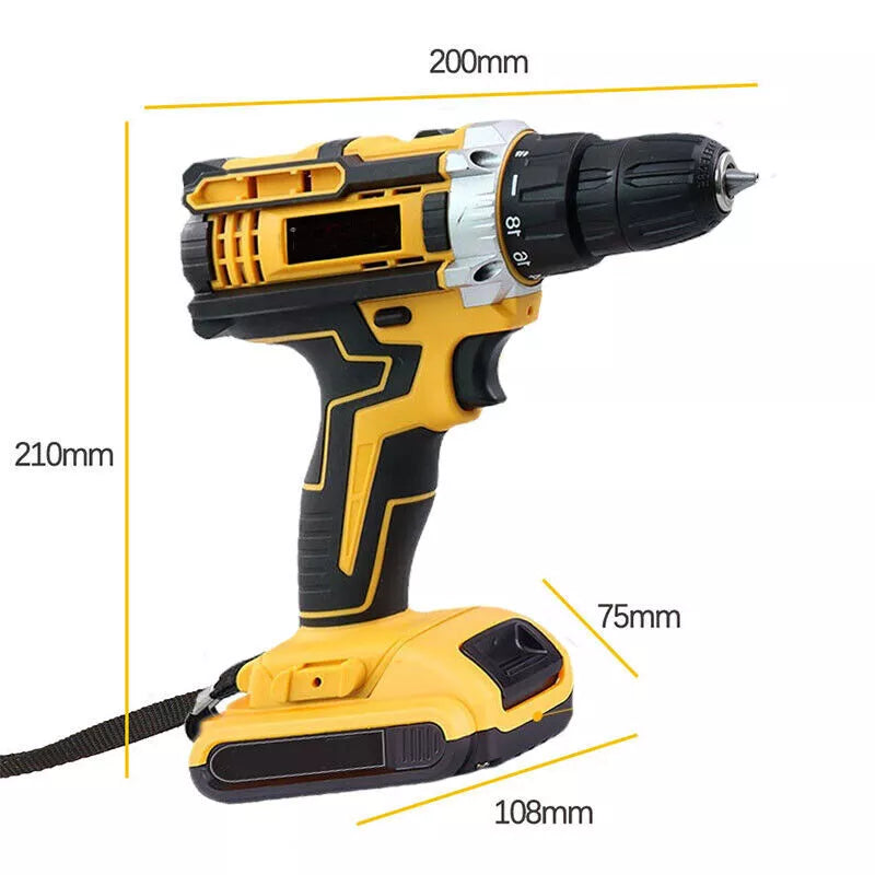 2 Battery 21V Cordless Drill Combi Driver High Power Electric Screwdriver Set UK Royalcart