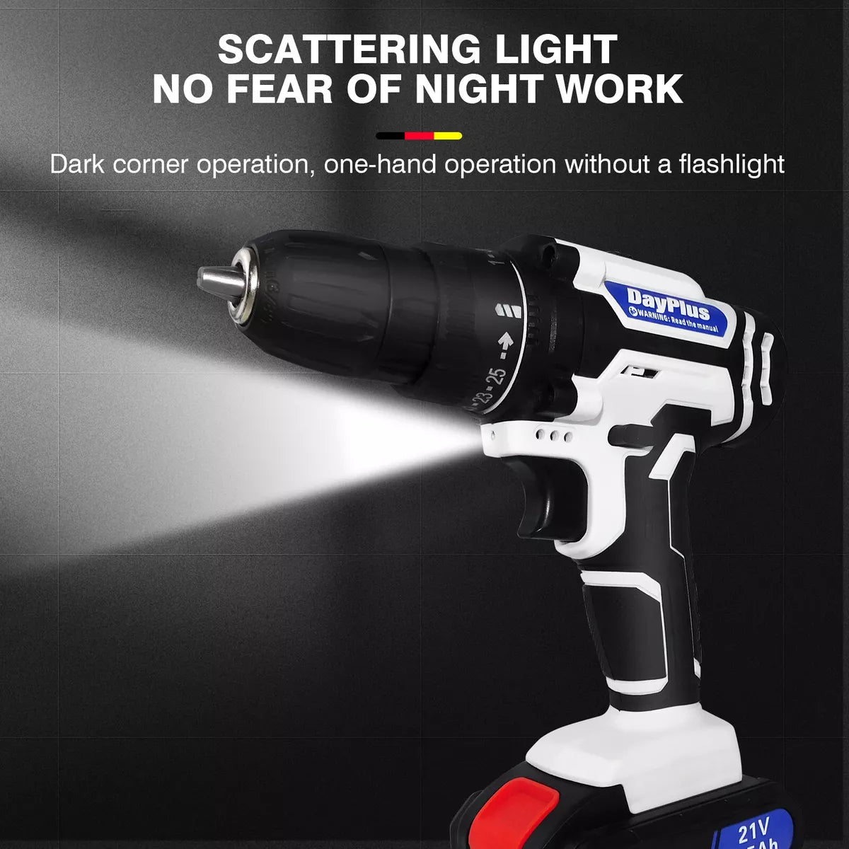 21V Cordless Combi Drill Electric Powerful Driver Screwdriver Battery LED Light Royalcart