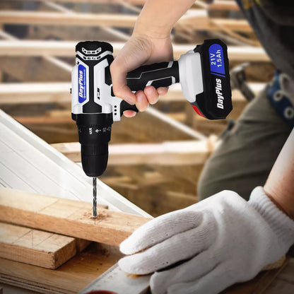 21V Cordless Combi Drill Electric Powerful Driver Screwdriver Battery LED Light Royalcart
