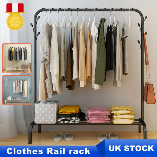 Heavy Duty Metal Single Rail Clothes Garment Hanging Rack Shelf Display Stand Royalcart