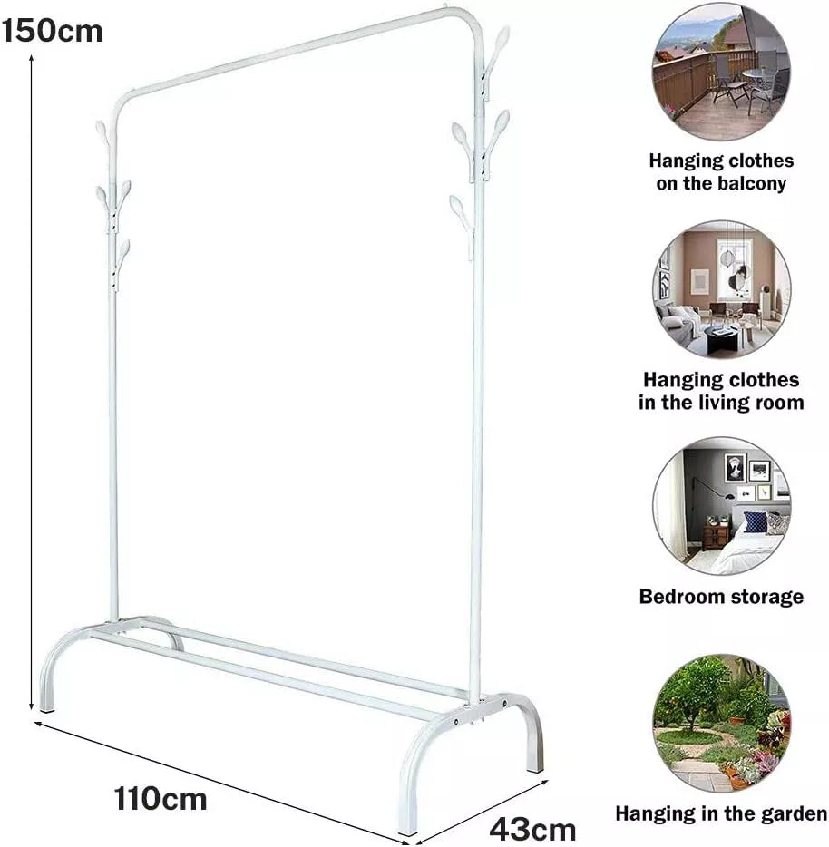 Heavy Duty Metal Single Rail Clothes Garment Hanging Rack Shelf Display Stand Royalcart
