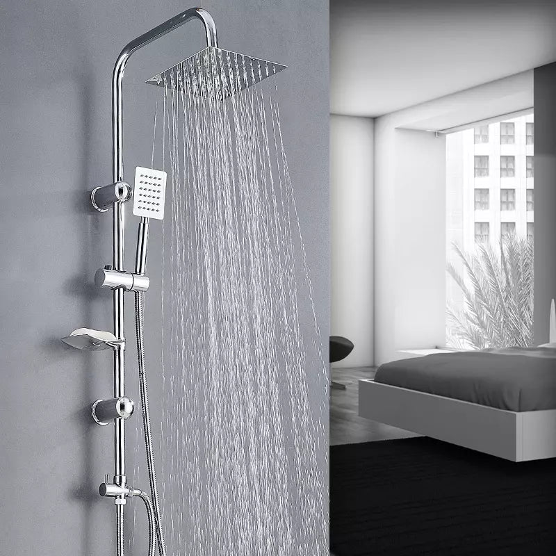 Shower Kit Twin Head 2 Mixer Shower Heads Rail Hose Riser Square Bathroom Set Royalcart