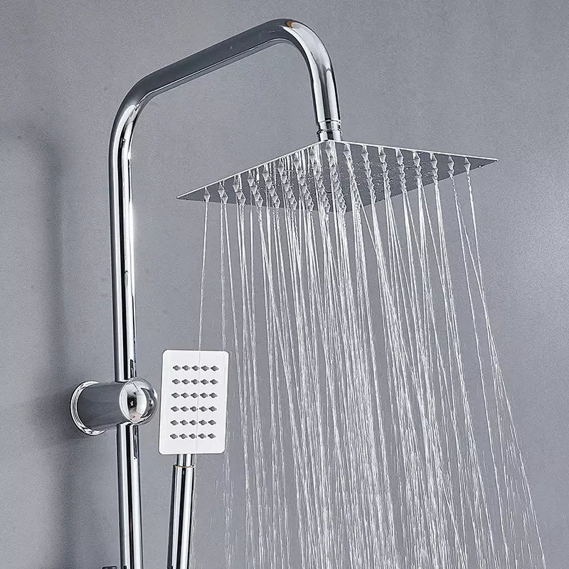 Shower Kit Twin Head 2 Mixer Shower Heads Rail Hose Riser Square Bathroom Set Royalcart