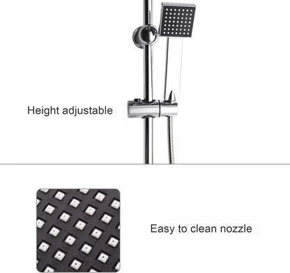 Shower Kit Twin Head 2 Mixer Shower Heads Rail Hose Riser Square Bathroom Set Royalcart