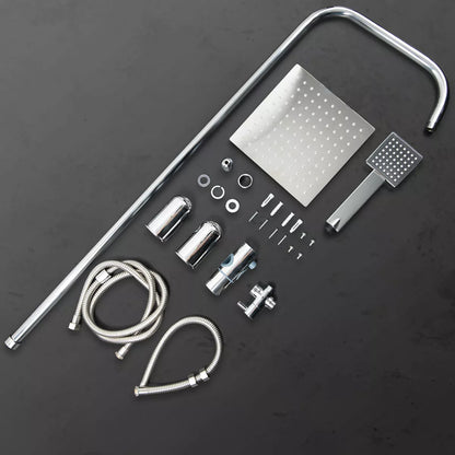 Shower Kit Twin Head 2 Mixer Shower Heads Rail Hose Riser Square Bathroom Set Royalcart