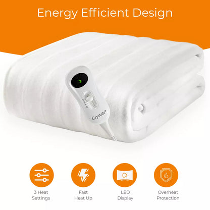 Electric Heated Under Blanket Comfort Control Fast Heat Up Cosy Warm Washable Royalcart