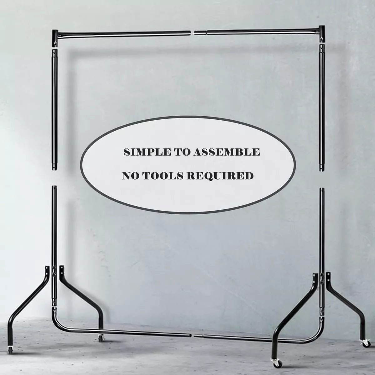 4/5/6ft Heavy Duty Metal Clothes Garment Single Hanging Rail with Wheels Royalcart